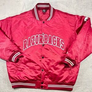 Vintage Y2K Black Label Arkansa Razorbacks Satin Starter Jacket XL Maroon 🔥
